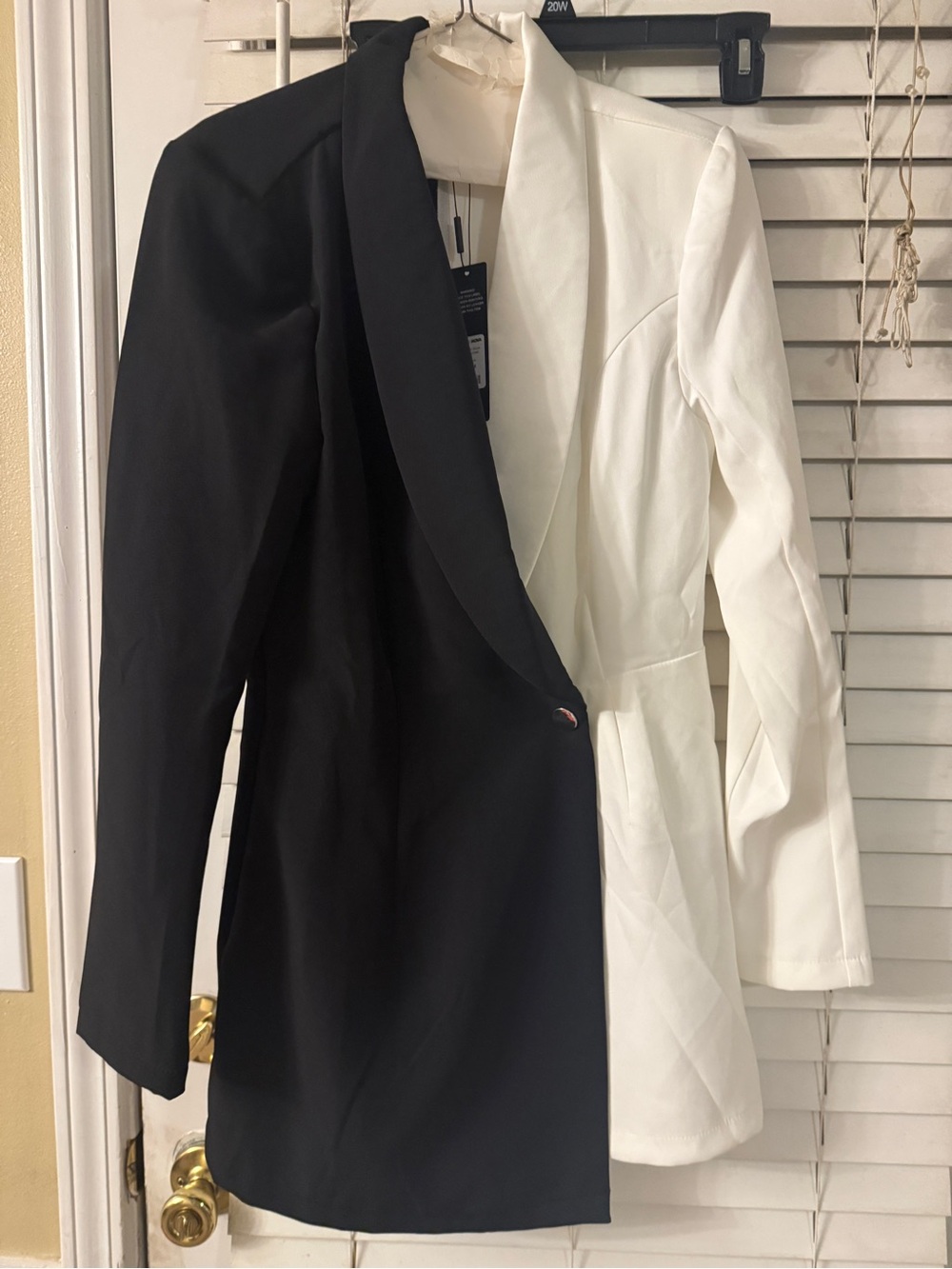 Black & White Contrast Blazer romper - Women's Tailored Coat
